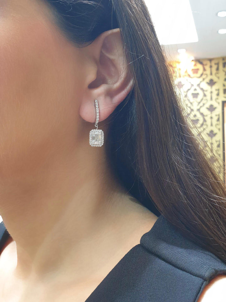 Flip Emerald Cut Diamond Earrings