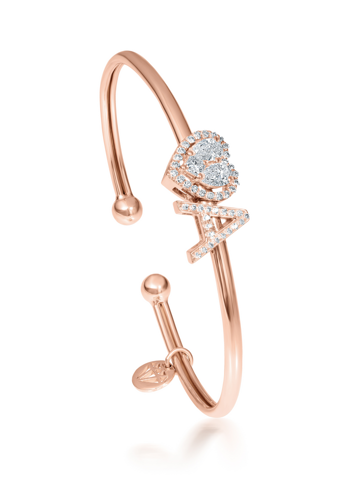 Heart & Initial Slide Bangle