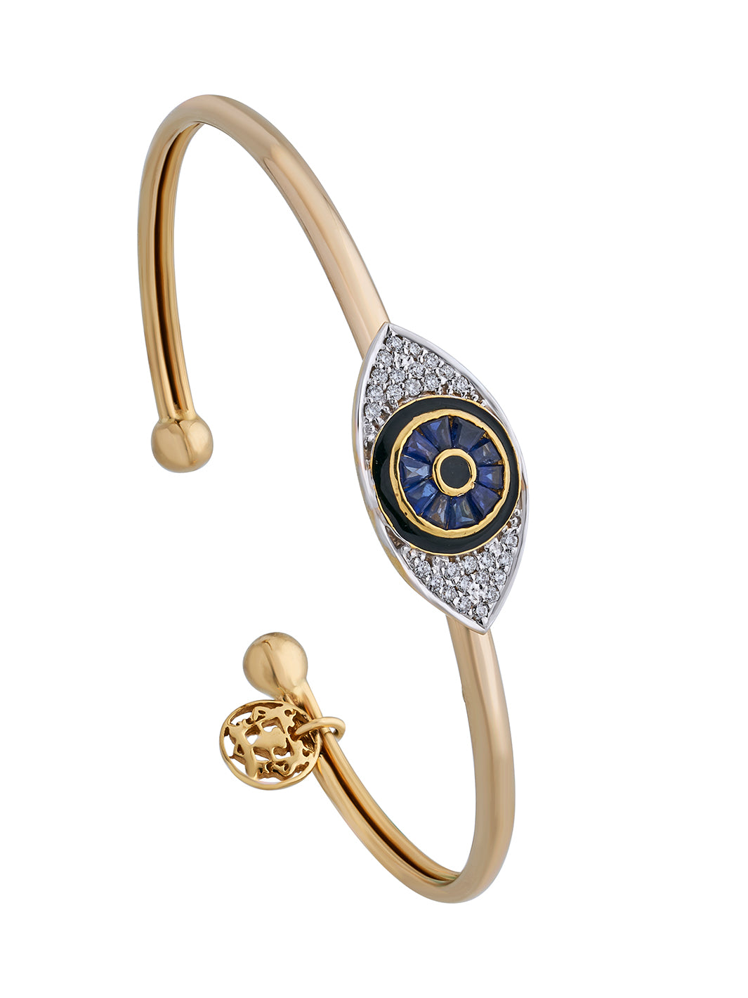 Stylish Bahamas evil eye slide bangle with adjustable fit, blending modern design and protective symbolism