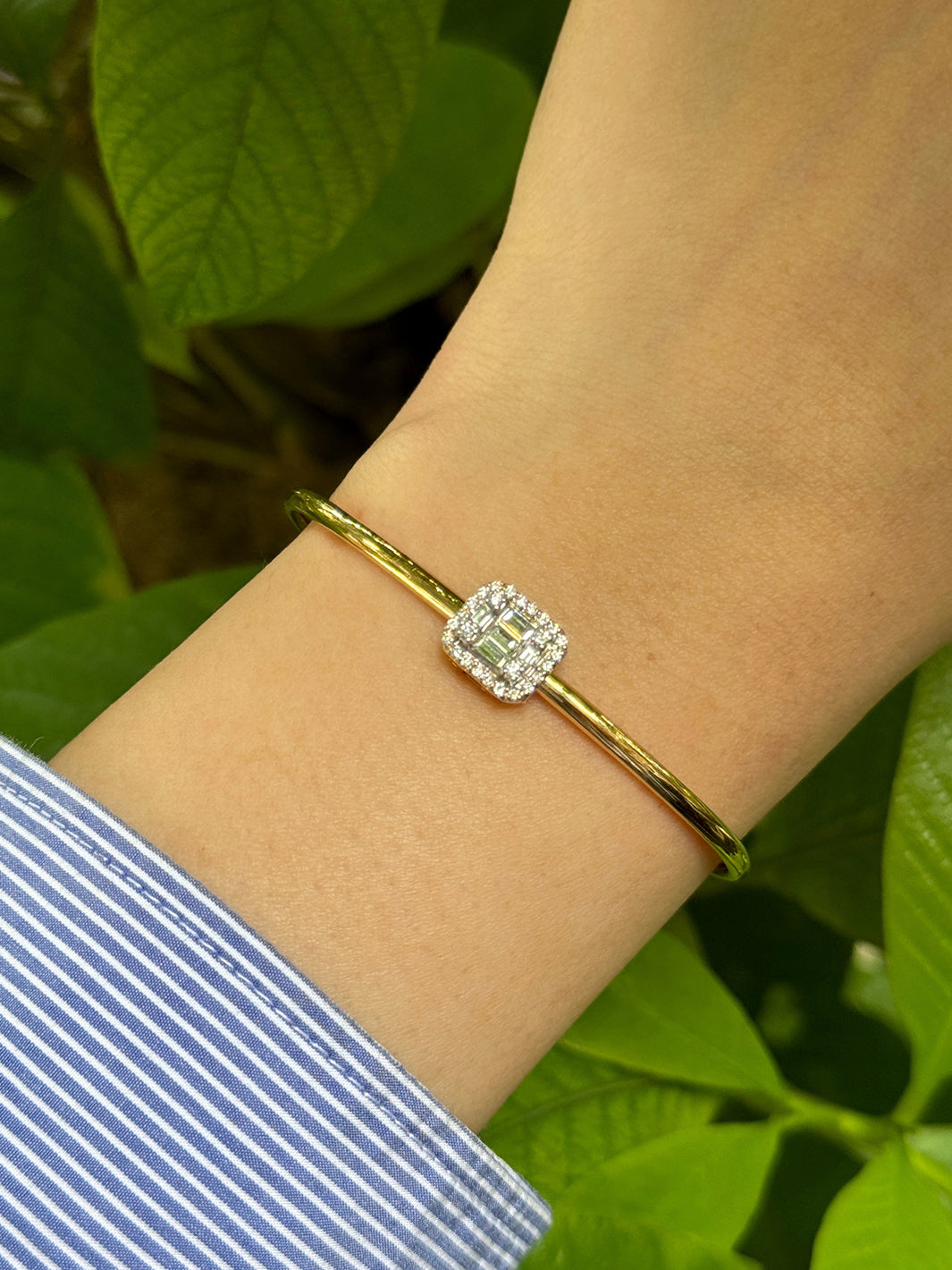 Emerald Cut Slide Bangle