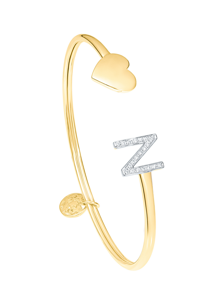Gold Heart & Initial Cuff