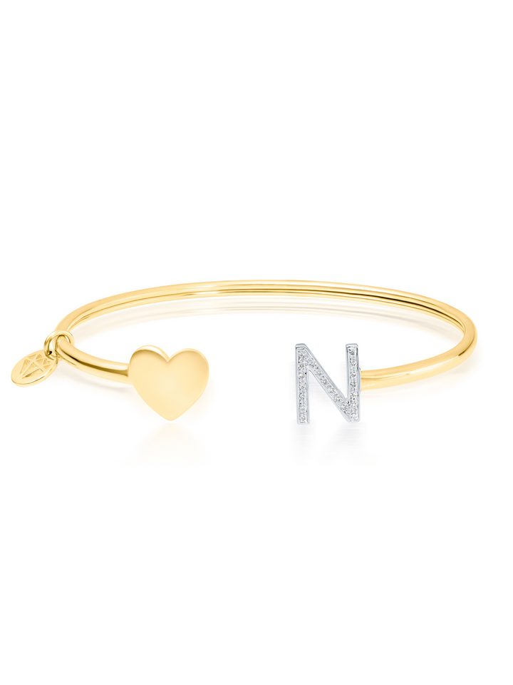 Gold Heart & Initial Cuff