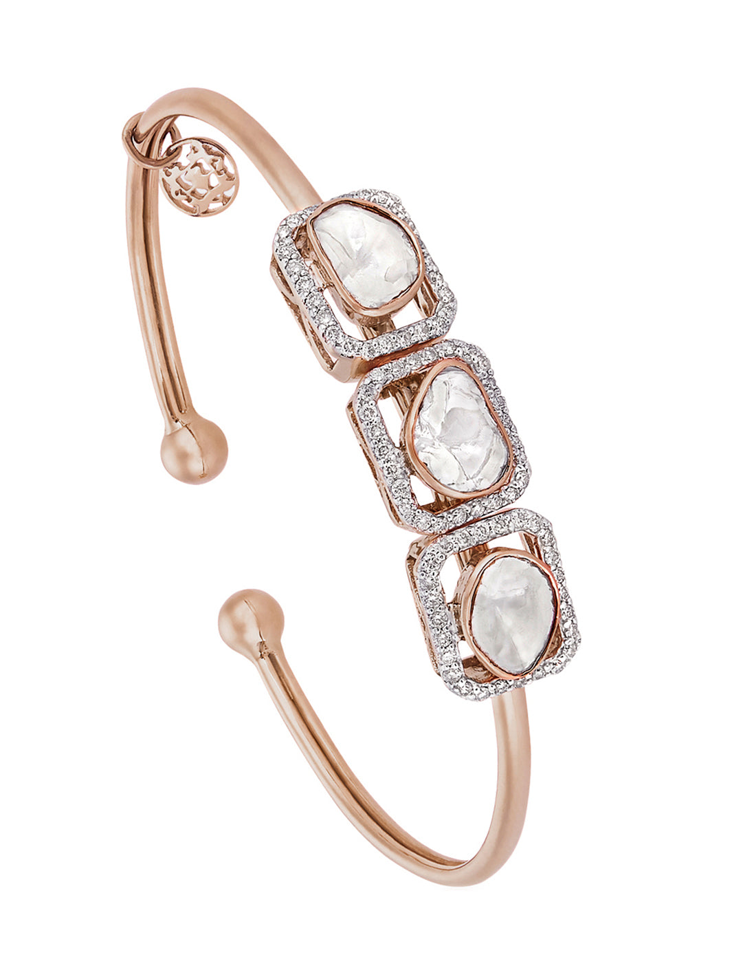Triple Emerald Cut Polki Slide Bangle