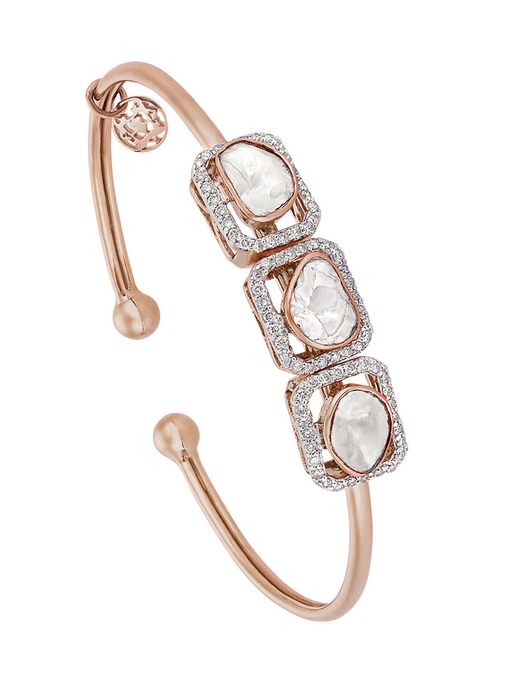 Triple Emerald Cut Polki Slide Bangle