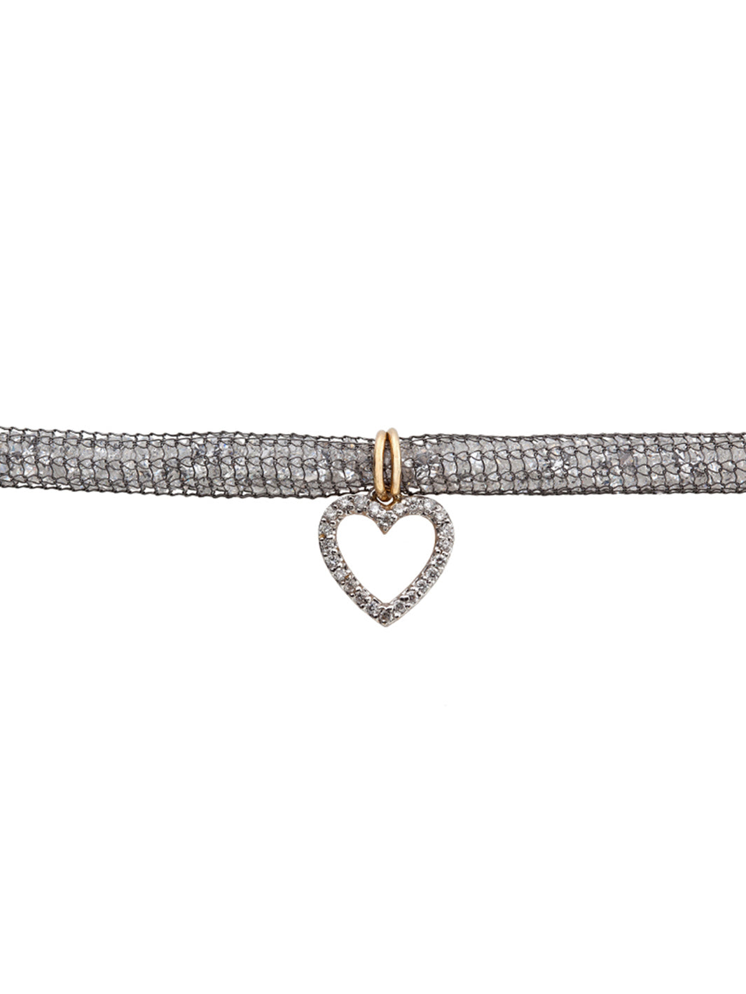 Diamond heart pendant on a crystal strap, perfect for adding sparkle to formal and casual outfits-1