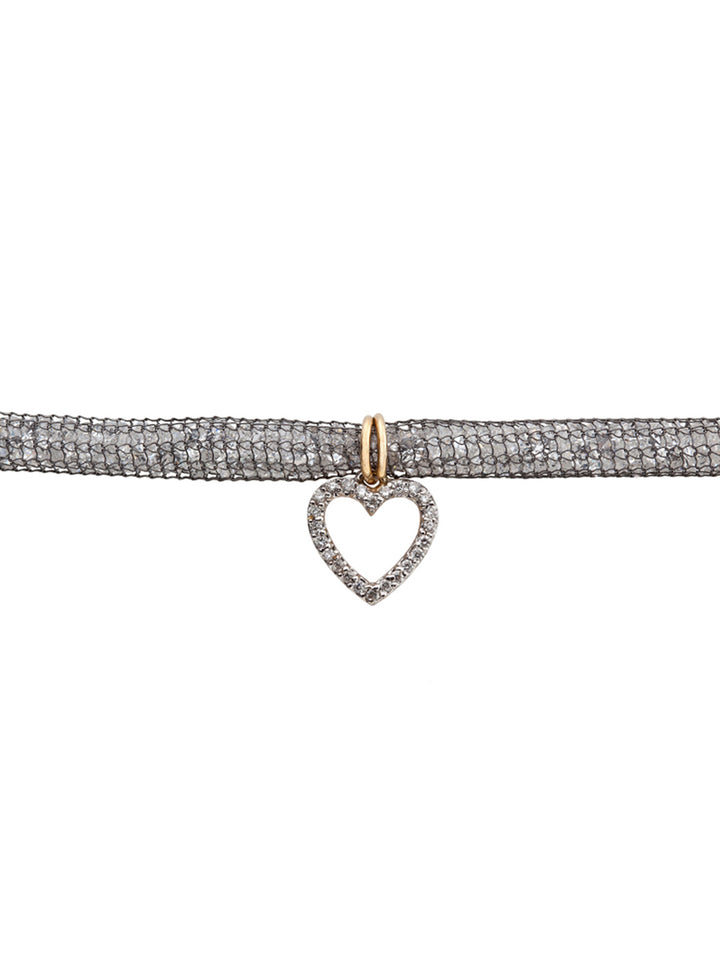 Diamond heart pendant on a crystal strap, perfect for adding sparkle to formal and casual outfits-1