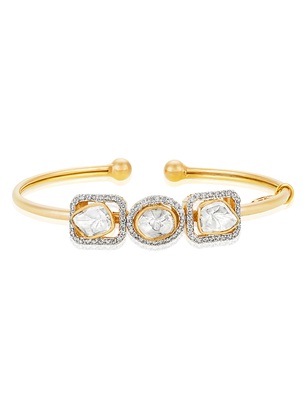 Emerald Cut & Oval Polki Slide Bangle