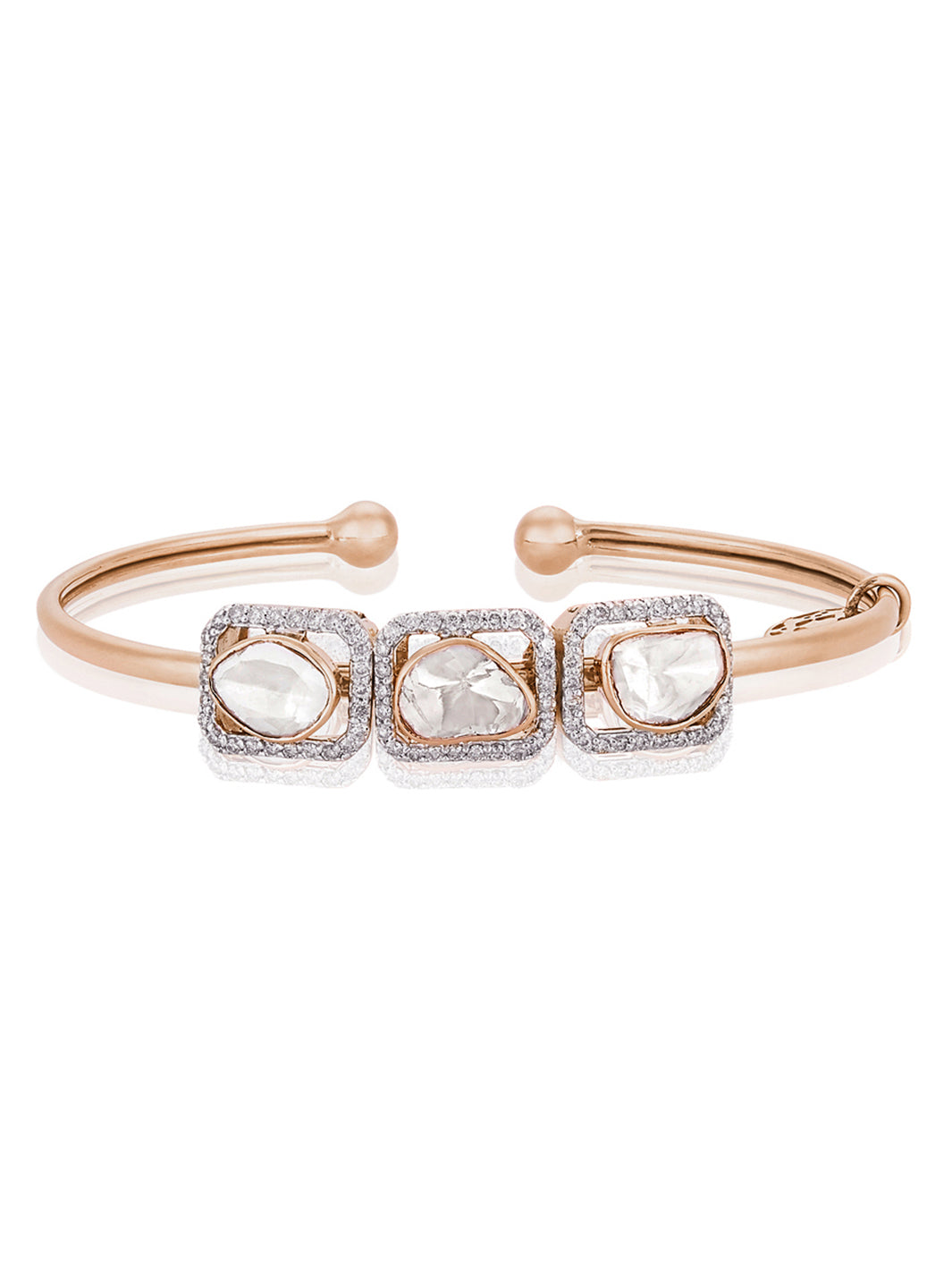 Triple Emerald Cut Polki Slide Bangle