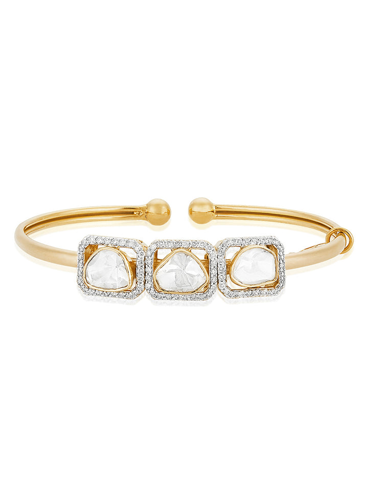 Triple Emerald Cut Polki Slide Bangle