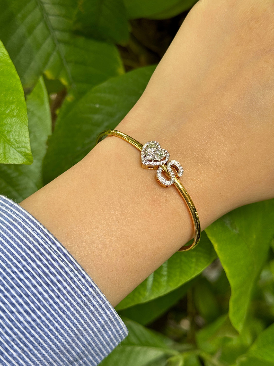 Heart & Initial Slide Bangle