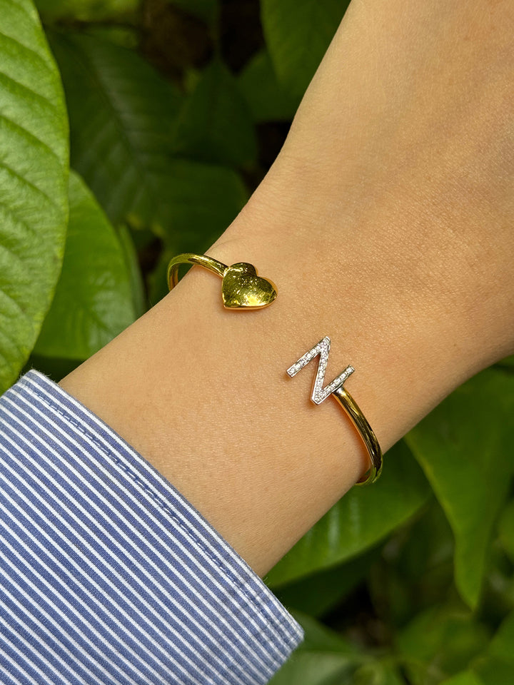 Gold Heart & Initial Cuff