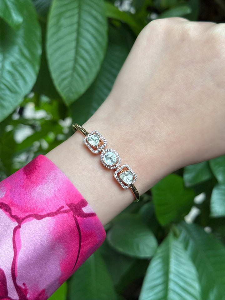 Emerald Cut & Oval Polki Slide Bangle