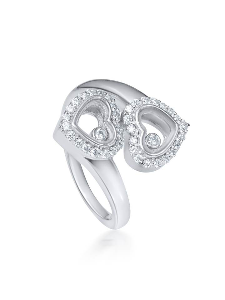 Floating Diamonds Heart Ring