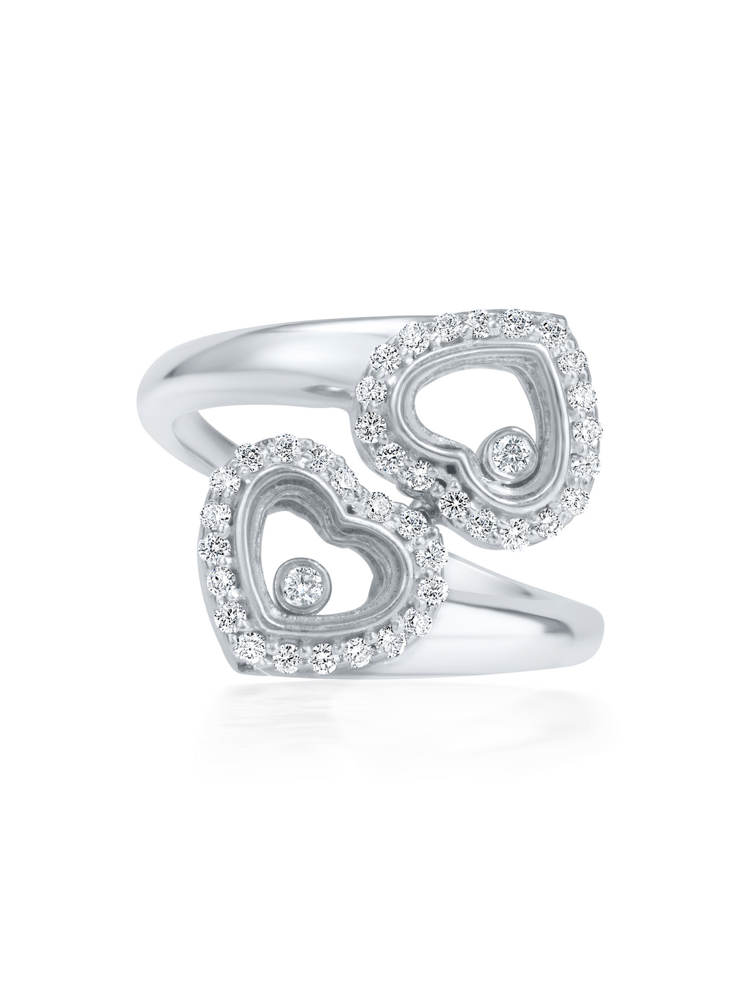 Floating Diamonds Heart Ring