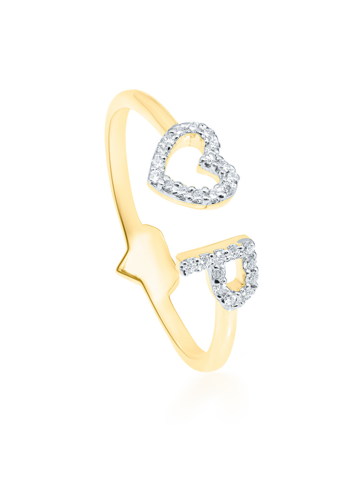 Heart & Initial Diamond Ring