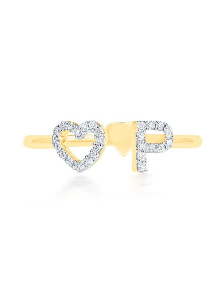 Heart & Initial Diamond Ring