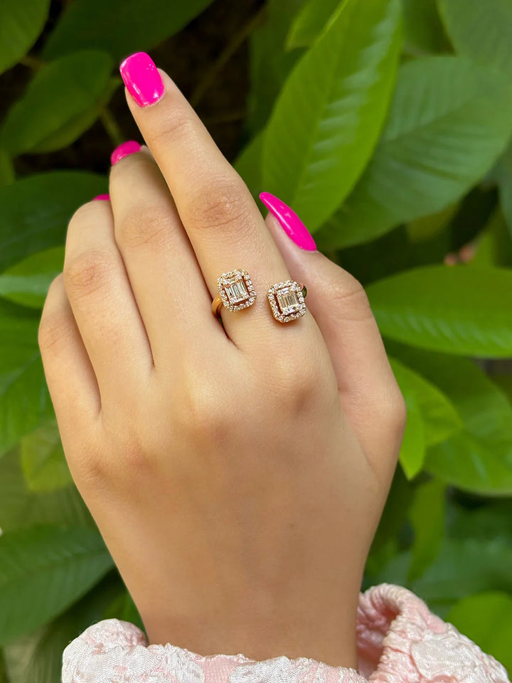 Duo Emerald Cut Ring + Mini Slide™ - Emerald Cut & Oval Cuff