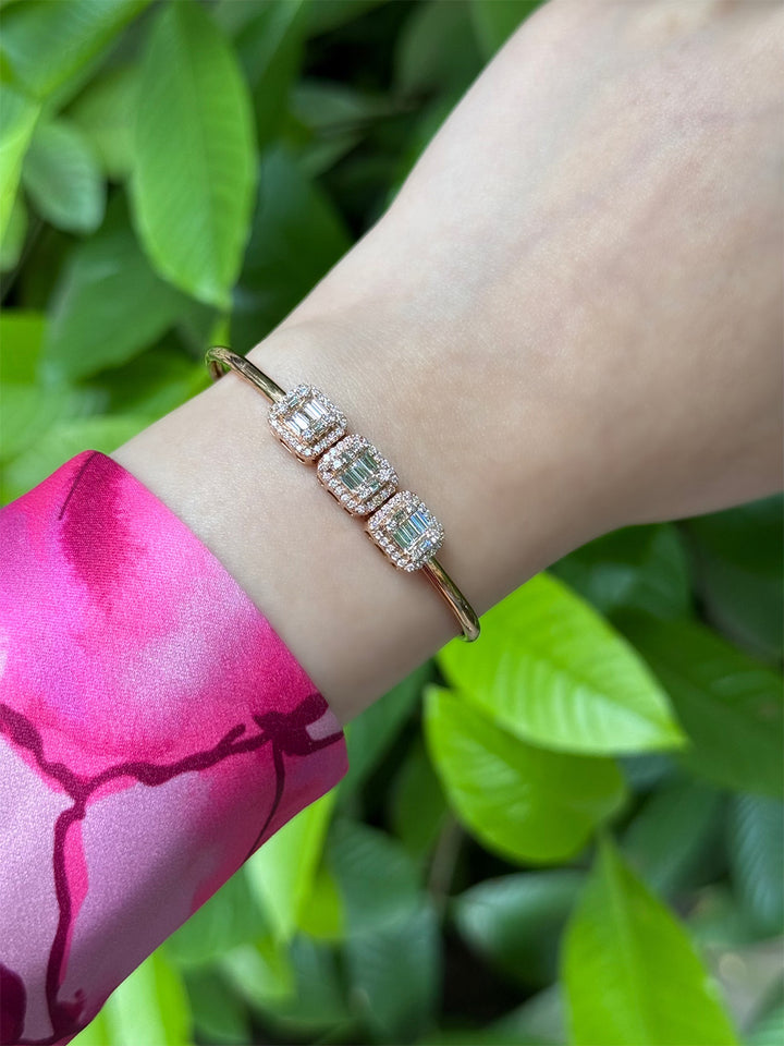 Triple Emerald Cut Slide Bangle