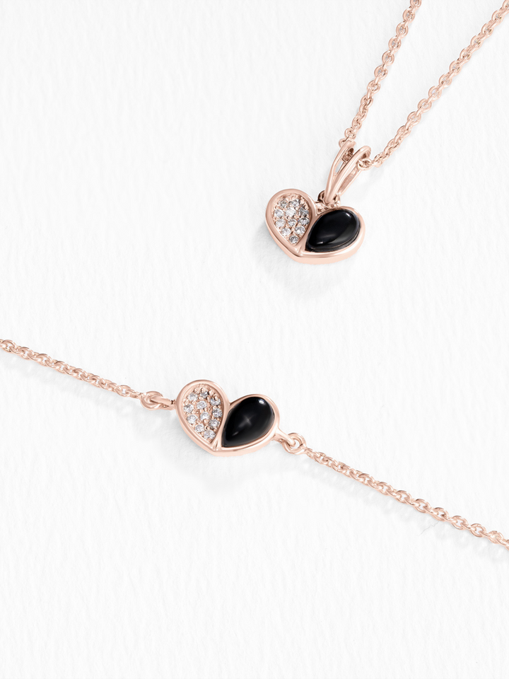Toi et moi onyx bracelet + Toi et moi onyx pendant