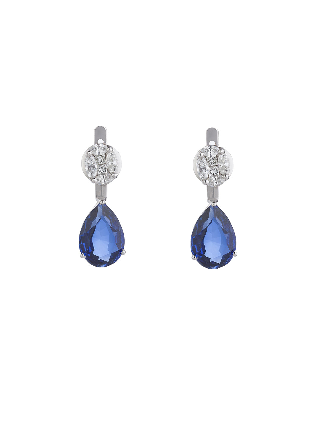 Classic diamond tops with detachable colored stones, versatile earrings for formal and casual styles 
