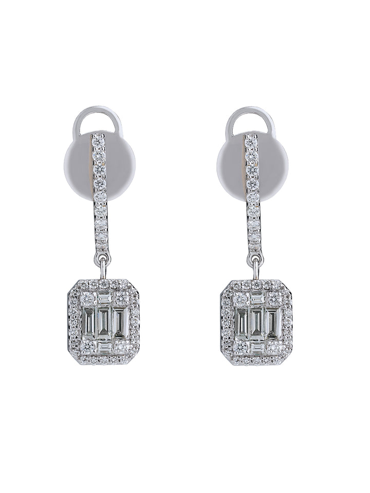 Flip Emerald Cut Diamond Earrings