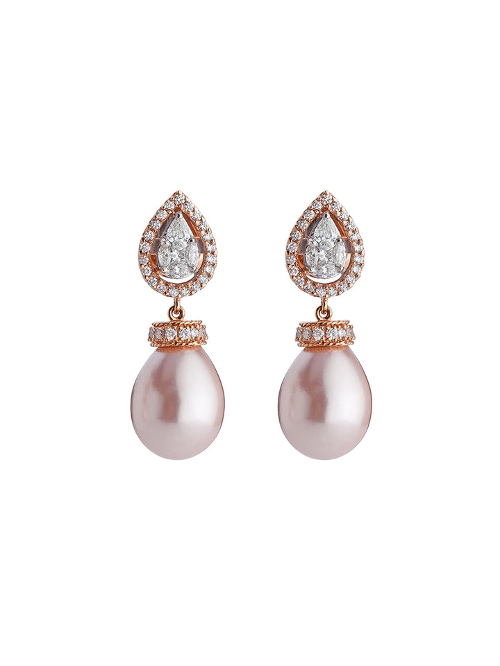 Rosy Pearl Diamond Earrings