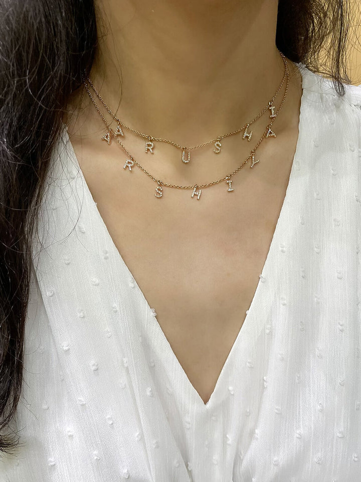 Dangling name necklace with customizable design, perfect for personalized gifting and daily wear