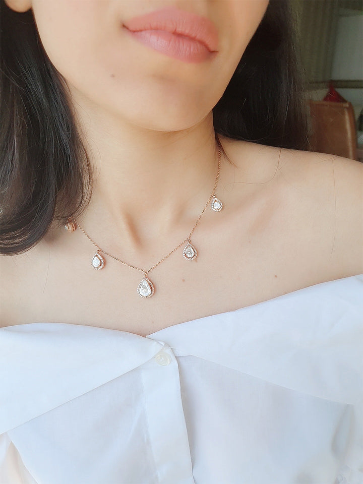 Dangling Polki Drop Necklace