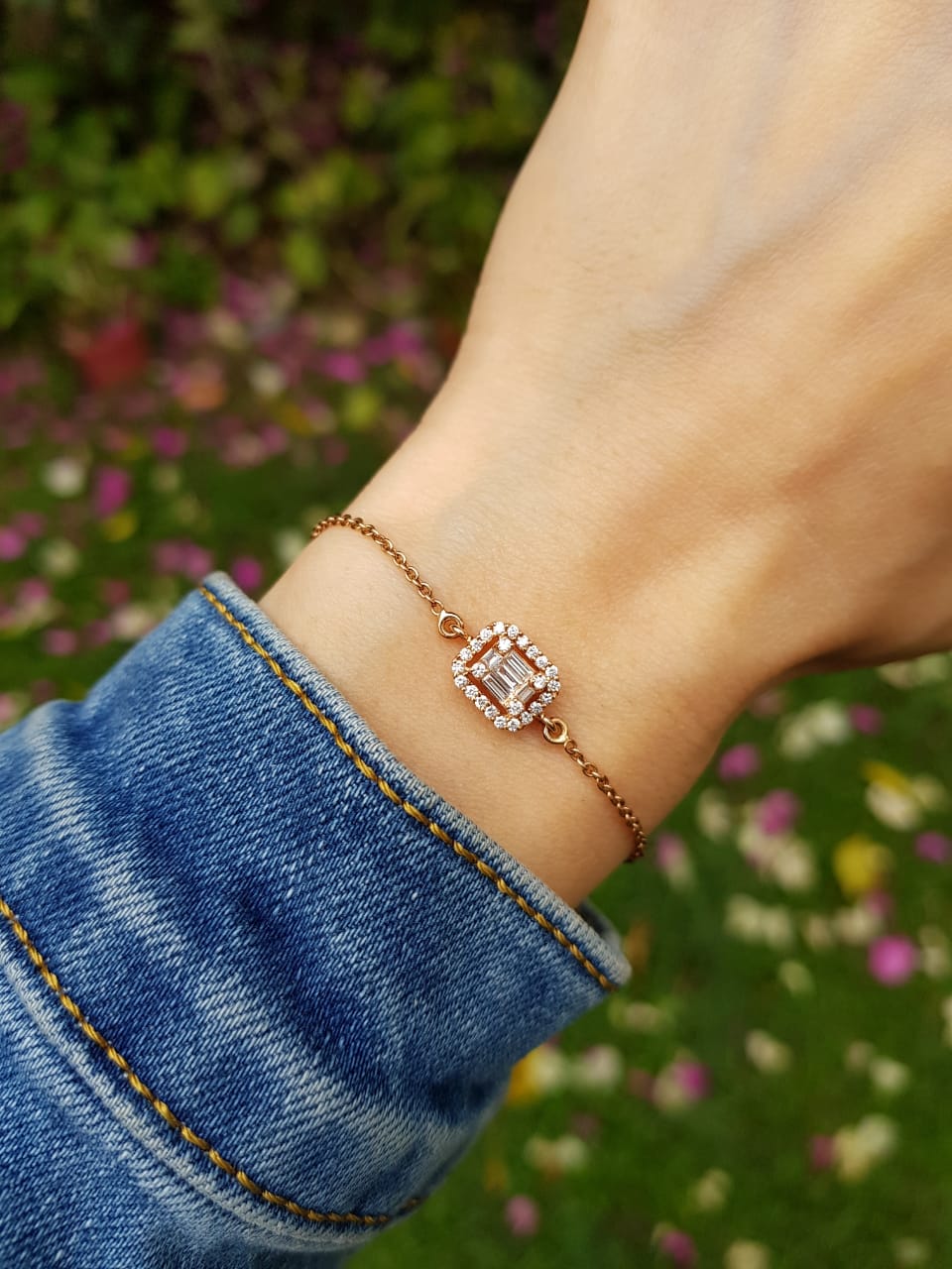 Diamond emerald-cut bracelet with a sleek design, perfect for formal occasions and everyday elegance
