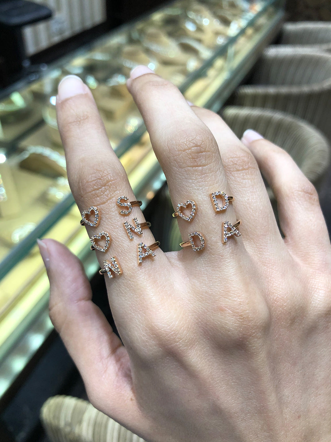 Heart & Initial Diamond Ring