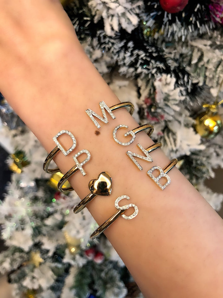 Diamond Initial Cuff
