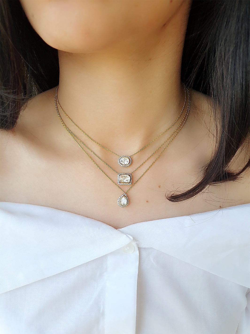 Buy this polki and diamond drop necklace from estore Carat Crush