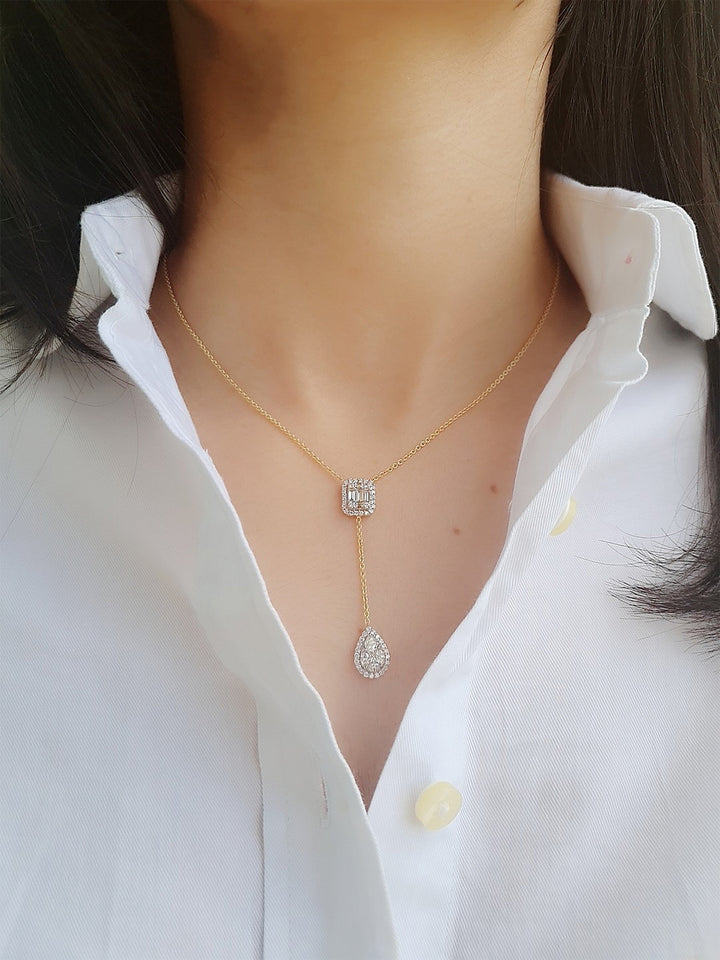 Emerald Cut & Drop Necklace