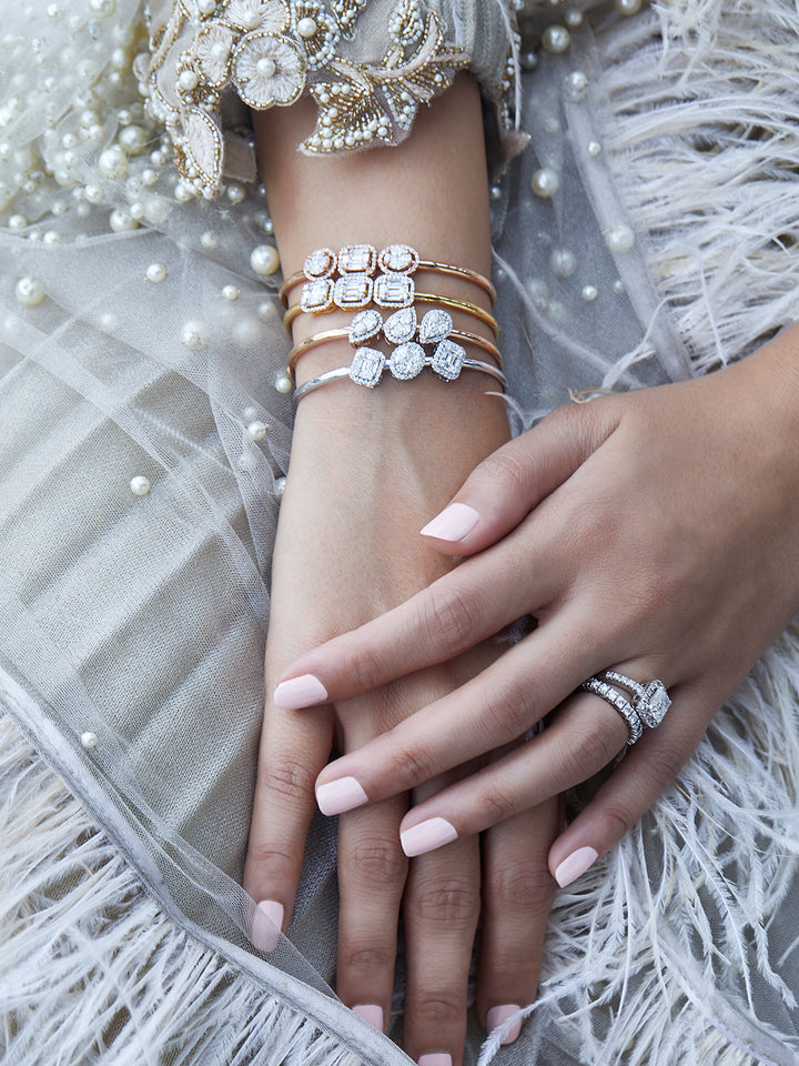 Emerald Cut & Oval Slant Slide Bangle