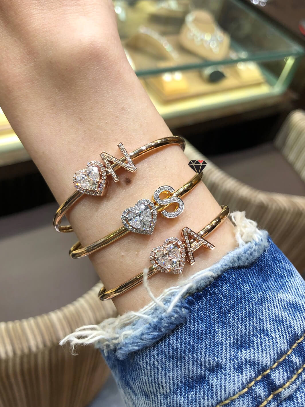Heart & Initial Slide Bangle