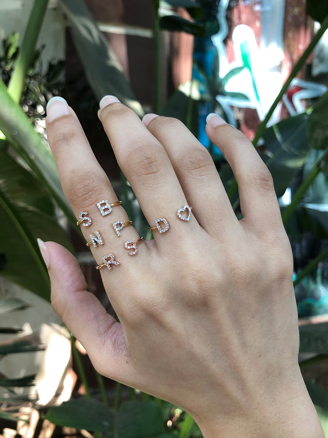 Get diamond initial ring Carat Crush 18K Rose Gold