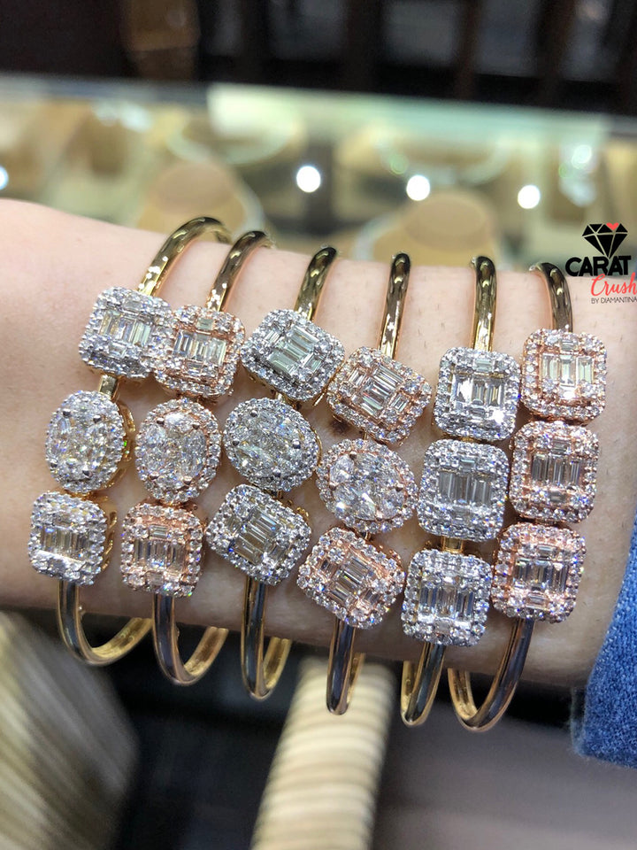 Triple Emerald Cut Slide Bangle