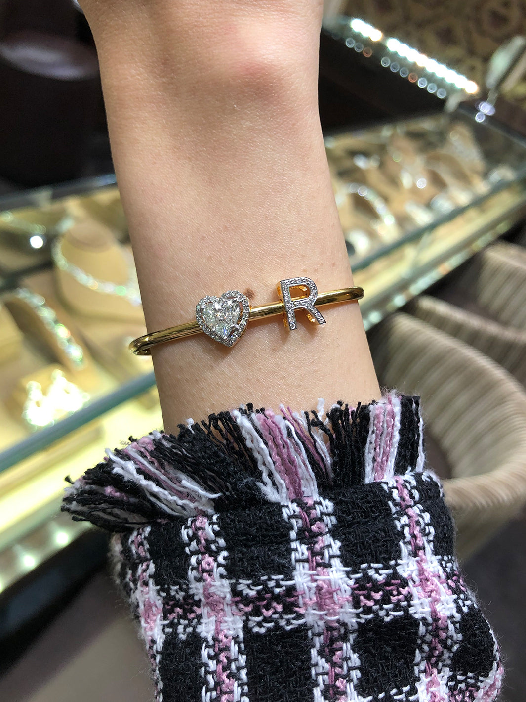 Heart & Initial Slide Bangle