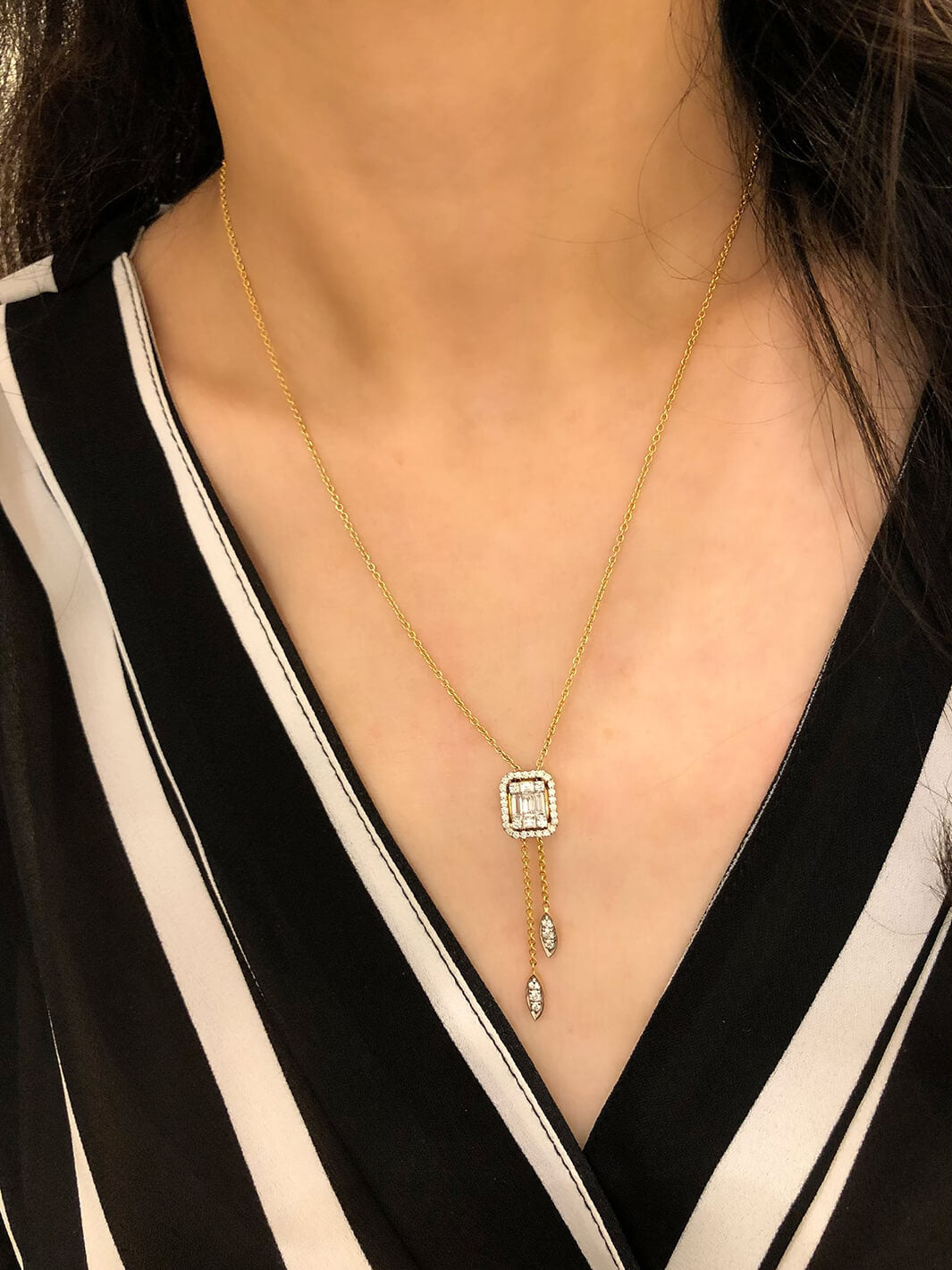 Adjustable Emerald Cut Necklace