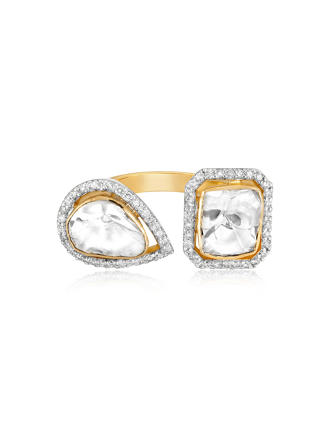 Polki Emerald Cut & Pear Ring