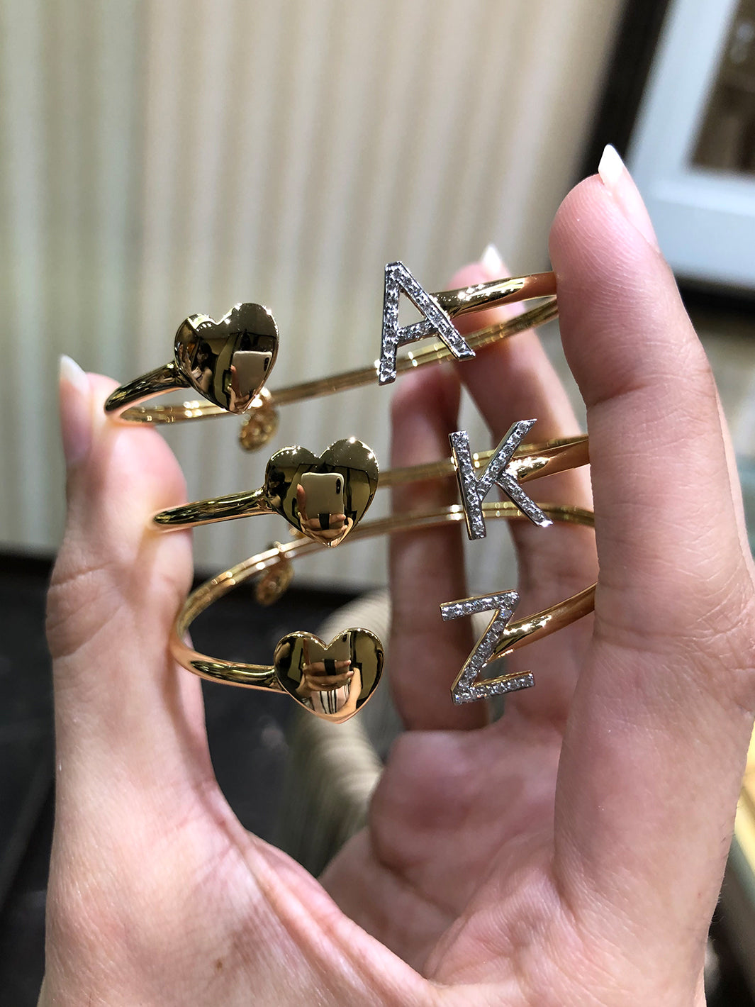 Gold Heart & Initial Cuff