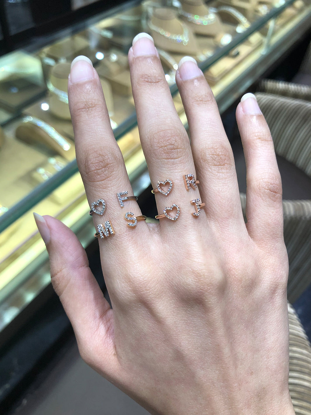 Heart & Initial Diamond Ring