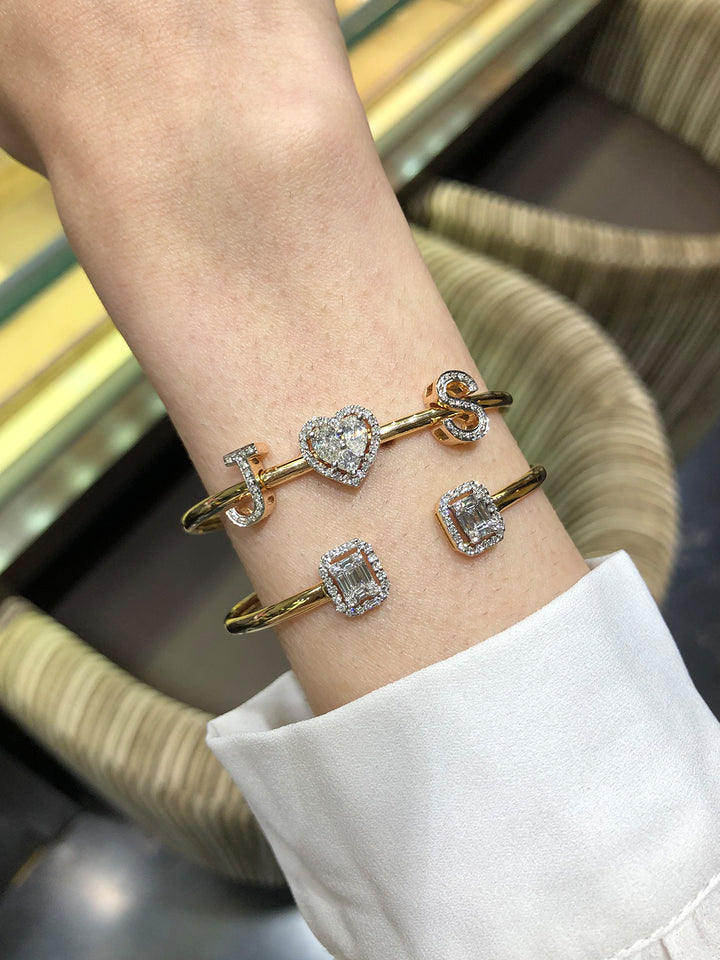 Heart & Initial Slide Bangle