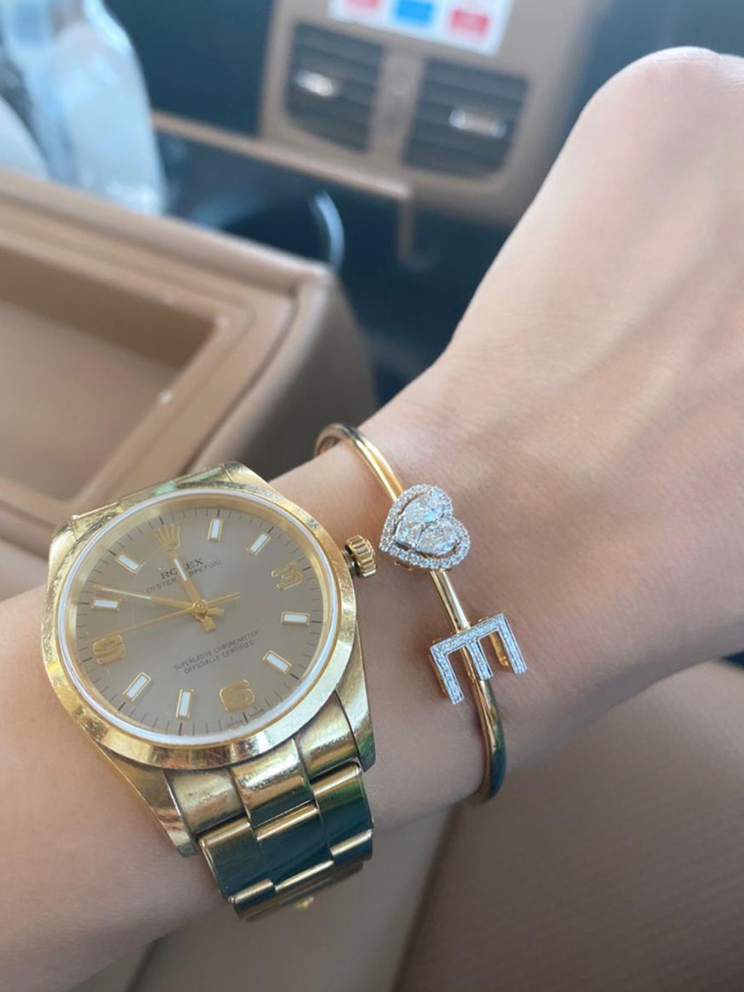 Heart & Initial Slide Bangle