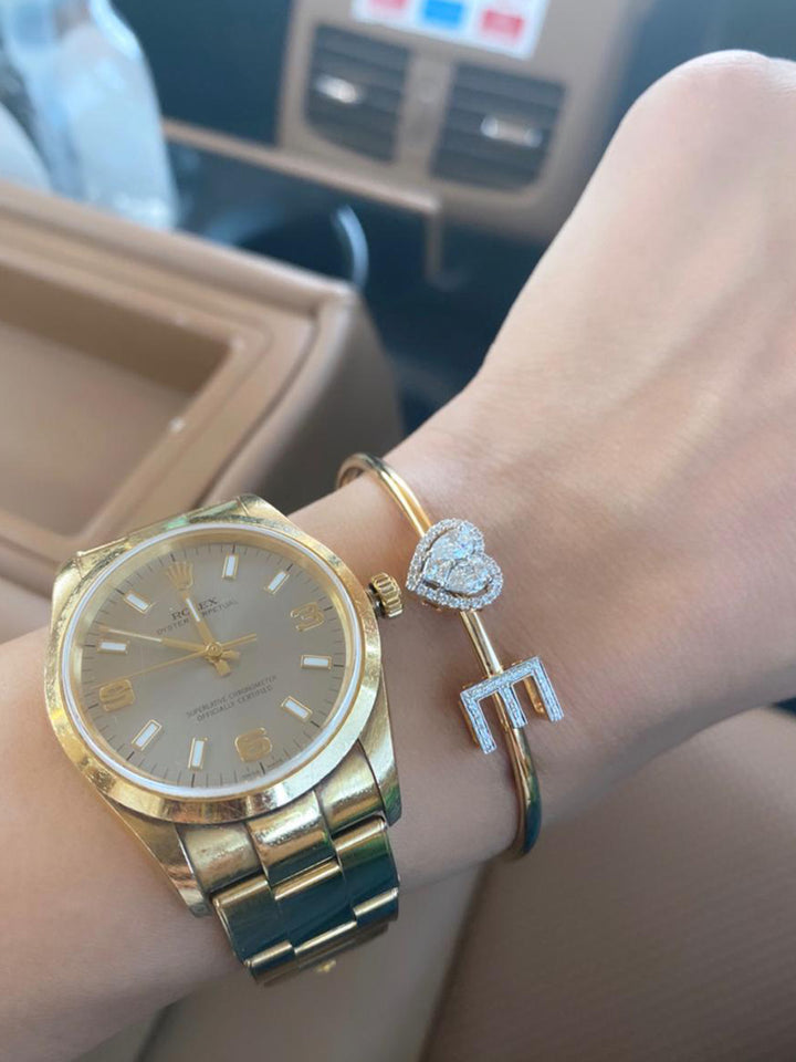 Heart & Initial Slide Bangle