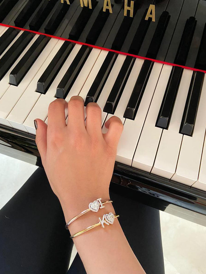 Heart & Initial Slide Bangle